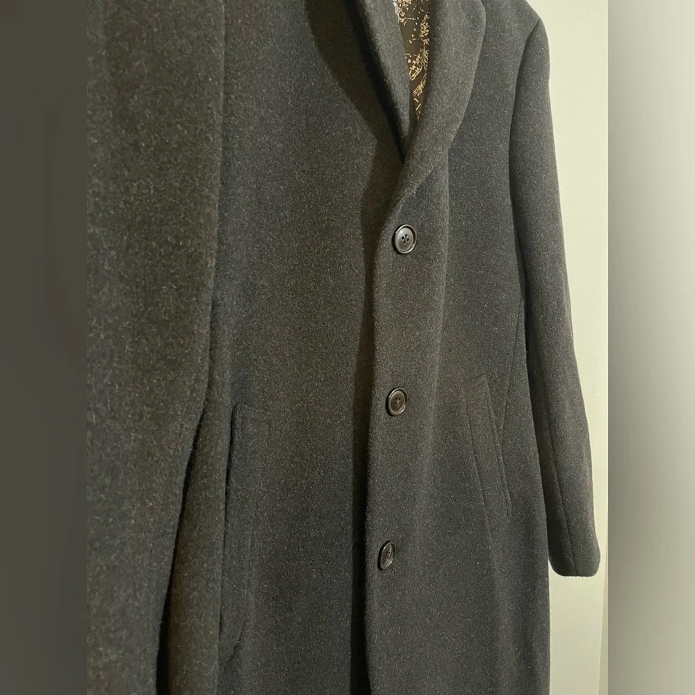 Nautica Barge Overcoat Classic Fit Wool Cashmere Blend Lined 40R Dark Gray $450